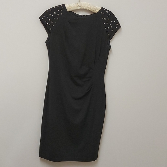 Grey knit dress with side shirring - Picture 1 of 6